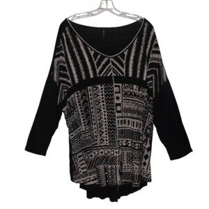 Edista Los Angele Tunic Top Lightweight Shirt Size 3x Black & Cream
